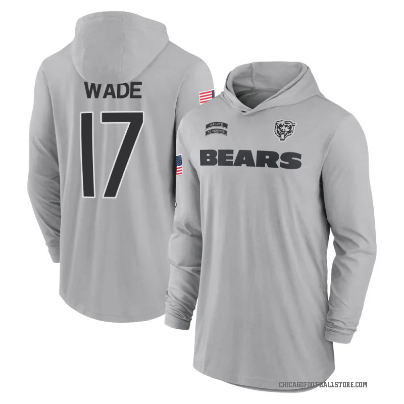 Barrington Wade Men's Gray Chicago Bears 2024 Salute to Service Lightweight Performance Long Sleeve Hooded T-Shirt