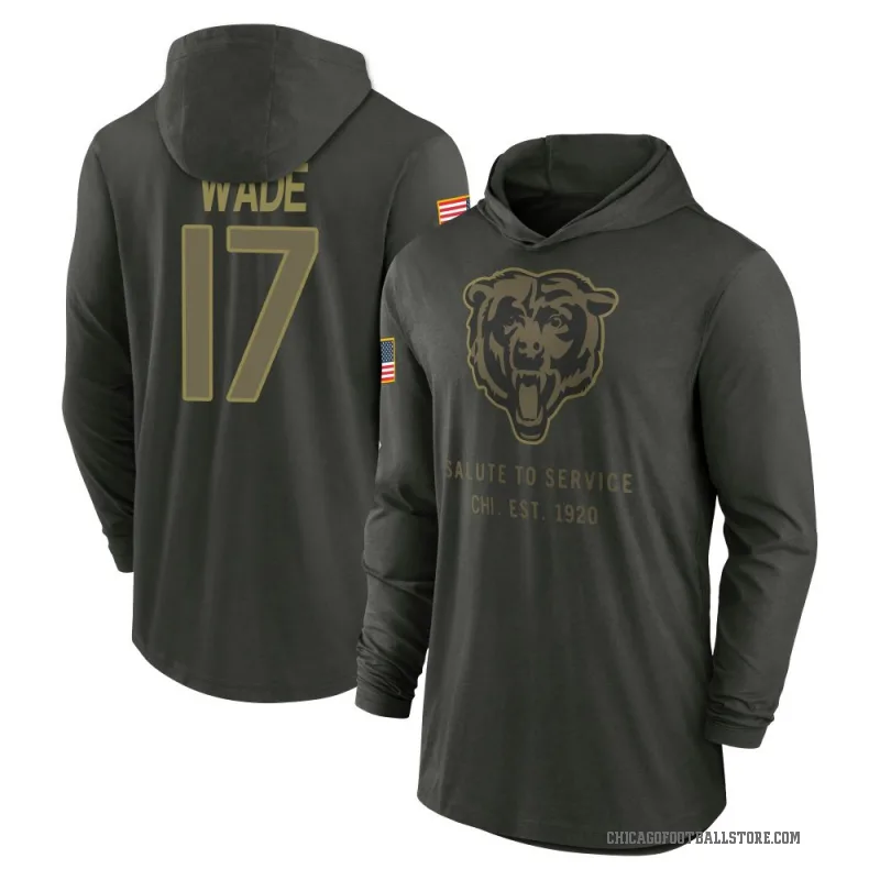 Barrington Wade Youth Green Chicago Bears Forest/ 2025 Salute to Service Sideline Lightweight Hooded Pullover Long Sleeve T-Shir