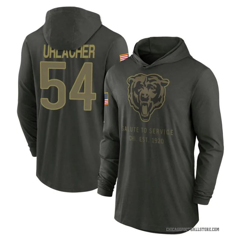 Brian Urlacher Men's Green Chicago Bears Forest/ 2025 Salute to Service Sideline Lightweight Hooded Pullover Long Sleeve T-Shirt