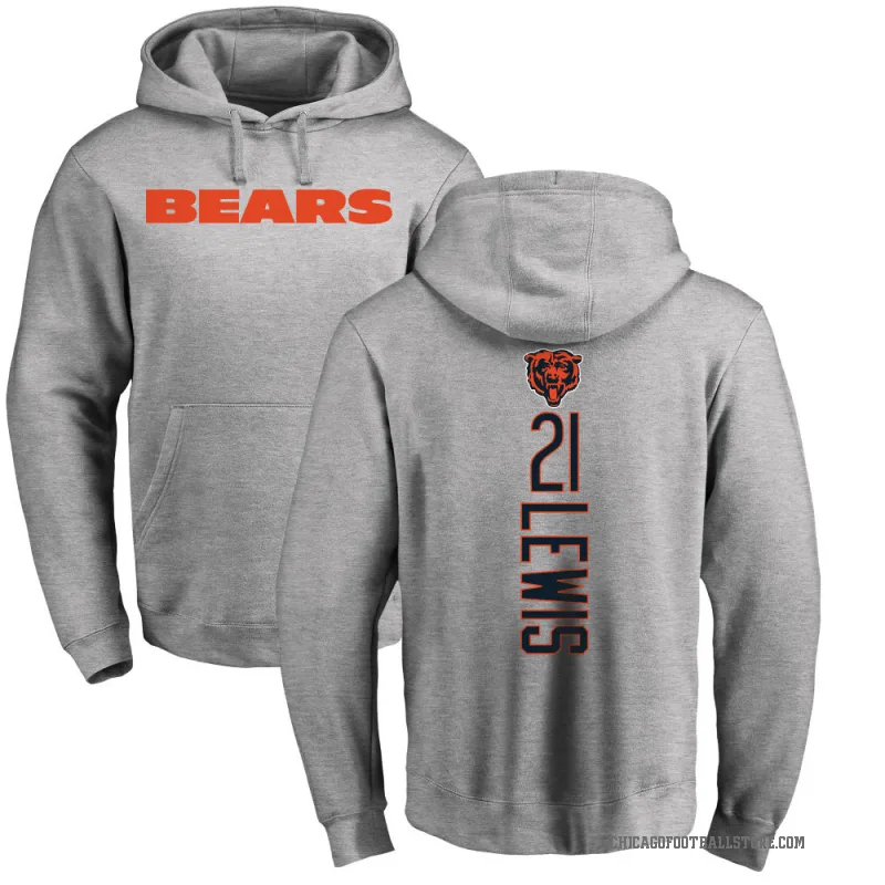 Cam Lewis Men's Chicago Bears Pro Line Ash Backer Pullover Hoodie