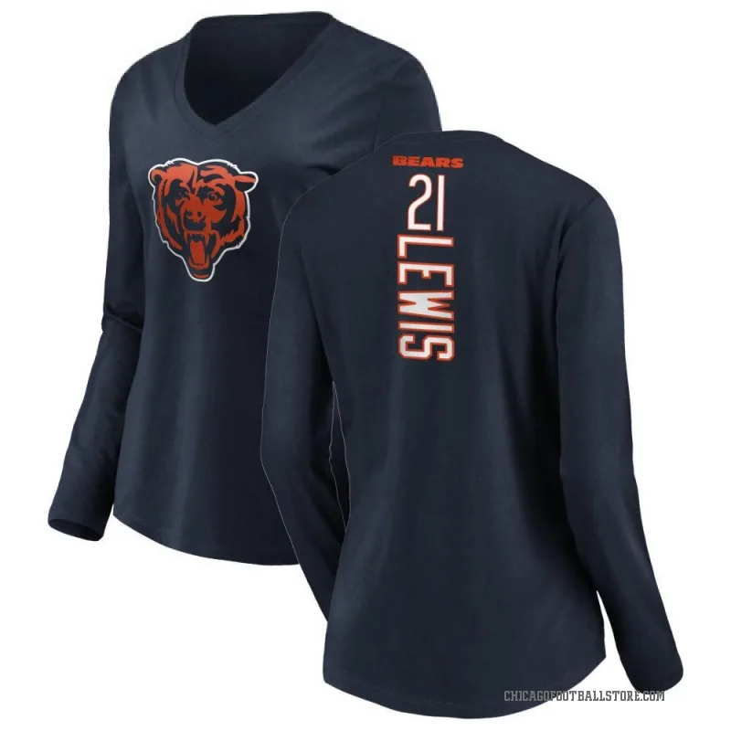 Cam Lewis Women's Navy Chicago Bears Backer Slim Fit Long Sleeve T-Shirt -