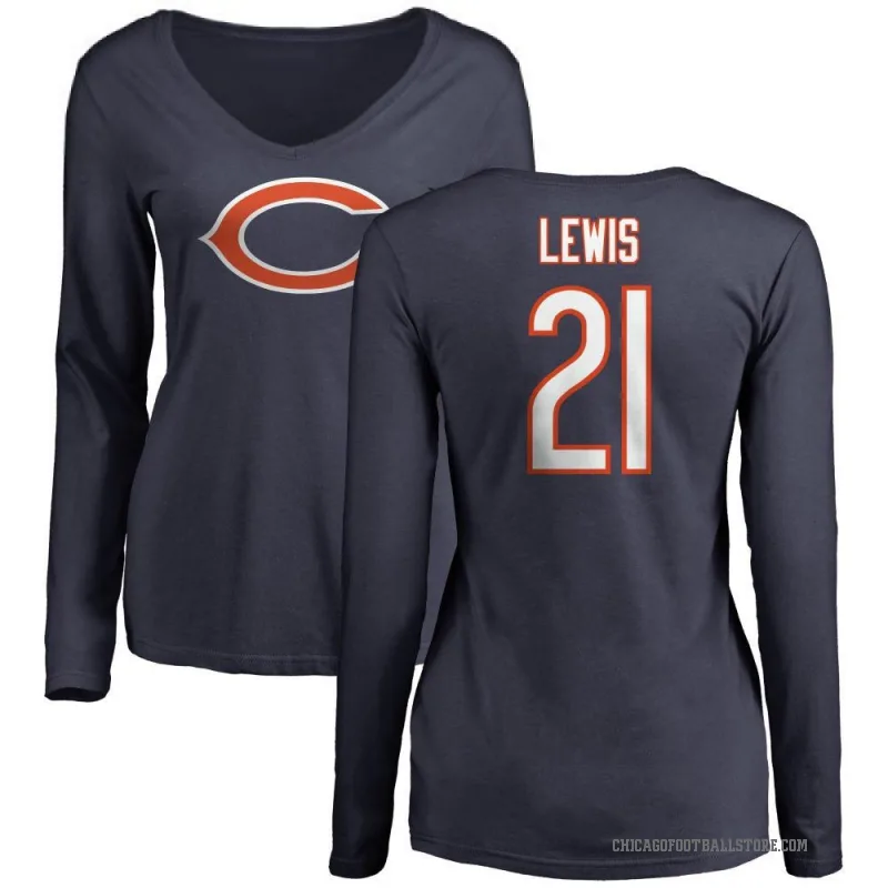 Cam Lewis Women's Navy Chicago Bears Logo Slim Fit Long Sleeve T-Shirt -