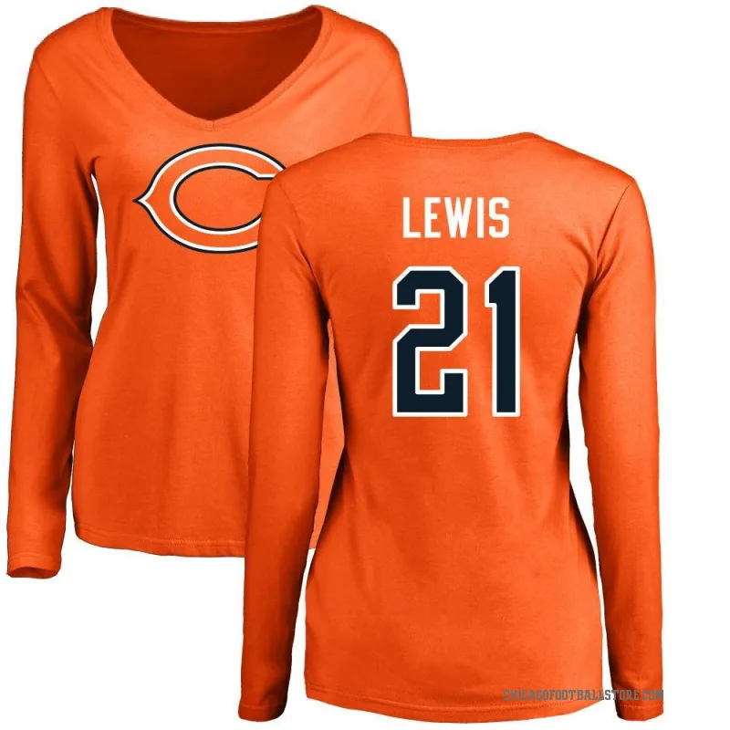 Cam Lewis Women's Orange Chicago Bears Logo Slim Fit Long Sleeve T-Shirt -
