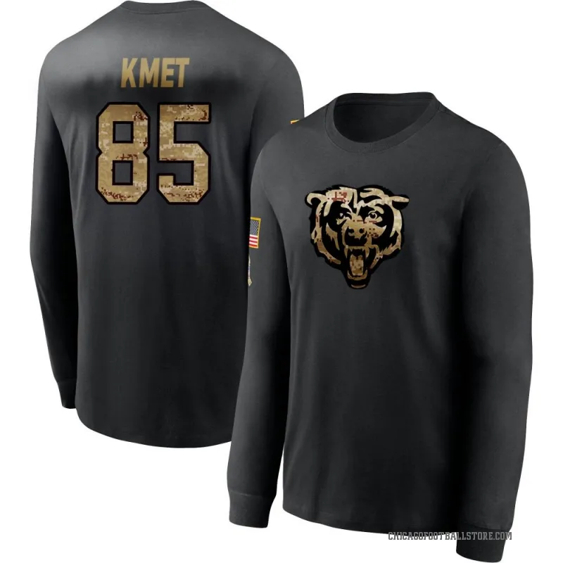 Cole Kmet Men's Black Chicago Bears 2020 Salute To Service Sideline Performance Long Sleeve T-Shirt