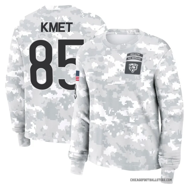 Cole Kmet Women's Camo Chicago Bears Arctic 2024 Salute to Service Long Sleeve T-Shirt