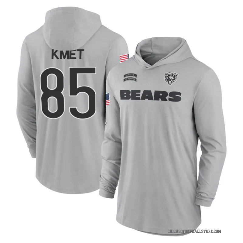 Cole Kmet Youth Gray Chicago Bears 2024 Salute to Service Lightweight Performance Long Sleeve Hooded T-Shirt