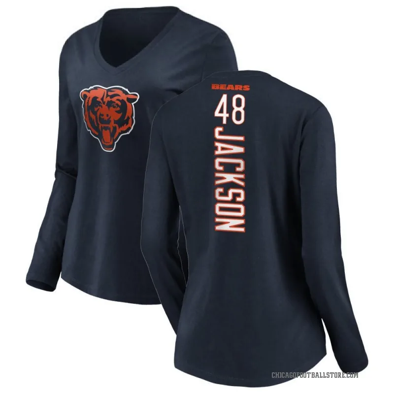 D'Marco Jackson Women's Navy Chicago Bears Backer Slim Fit Long Sleeve T-Shirt -
