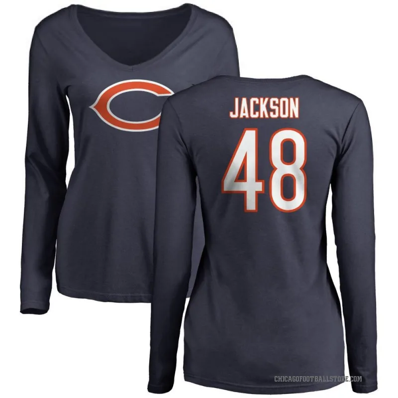 D'Marco Jackson Women's Navy Chicago Bears Logo Slim Fit Long Sleeve T-Shirt -