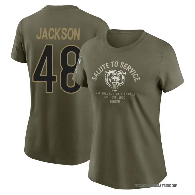 D'Marco Jackson Women's Olive Chicago Bears 2025 Salute to Service Sideline T-Shirt
