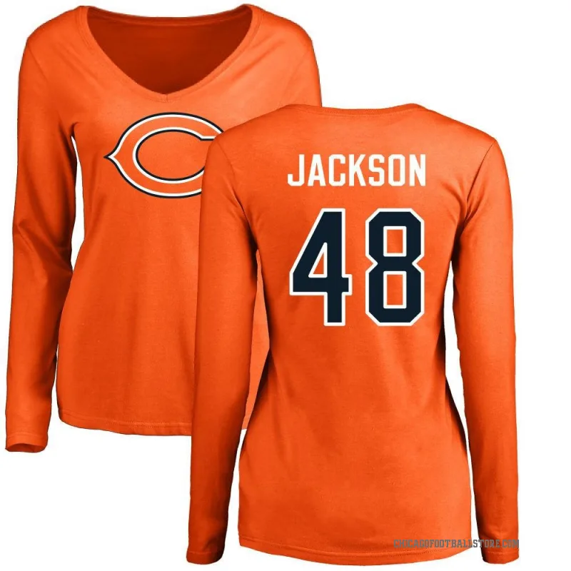 D'Marco Jackson Women's Orange Chicago Bears Logo Slim Fit Long Sleeve T-Shirt -