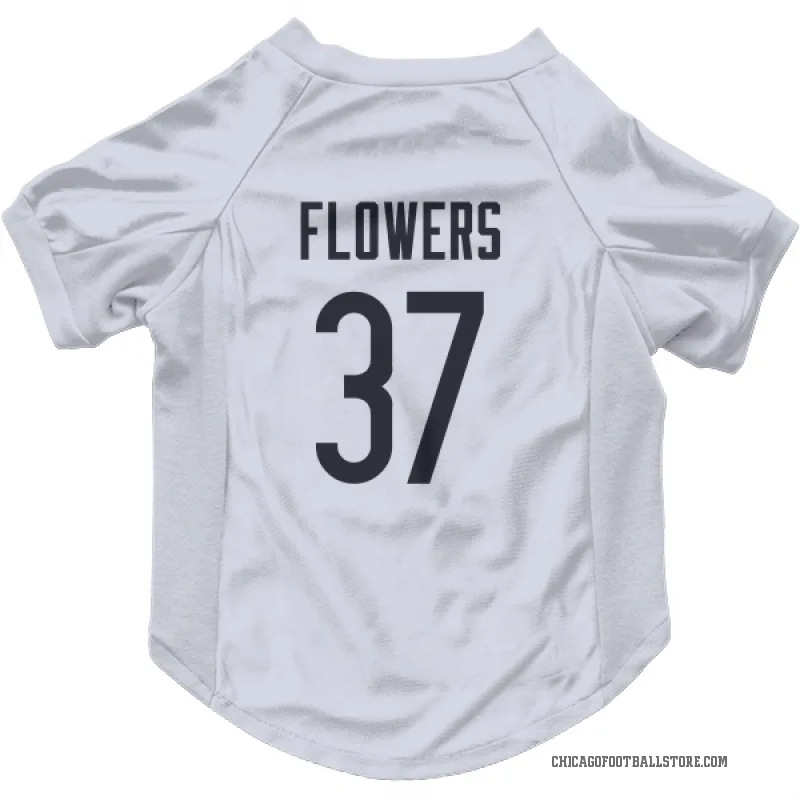Dallis Flowers  White Chicago Bears  Cat & Dog Pet Jersey