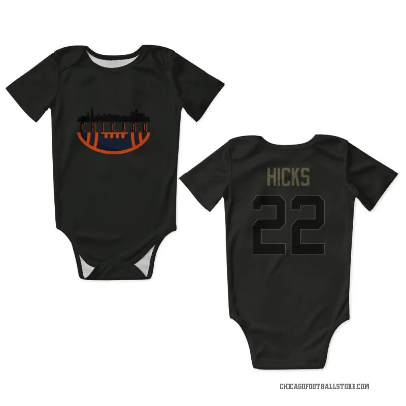 Elijah Hicks  Black Chicago Bears  Service Newborn & Infant Bodysuit
