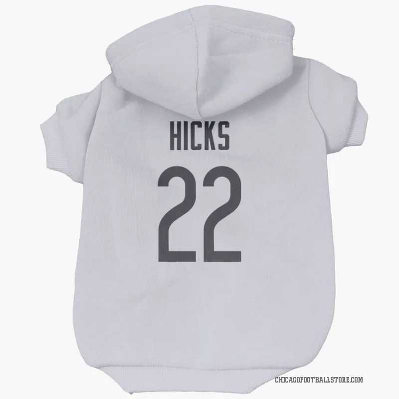Elijah Hicks  White Chicago Bears  Cat & Dog Pet Hoodie