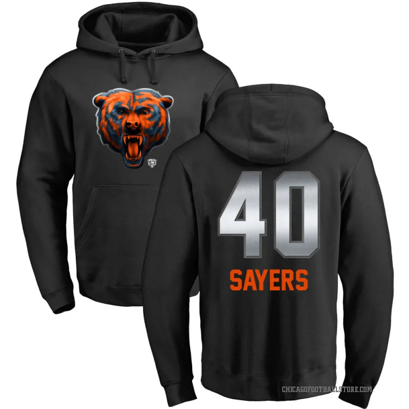 Gale Sayers Men's Black Chicago Bears Midnight Mascot Pullover Hoodie