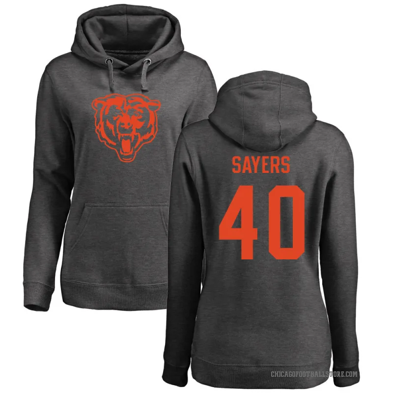 Gale Sayers Women's Chicago Bears Pro Line by Branded Ash One Color Pullover Hoodie