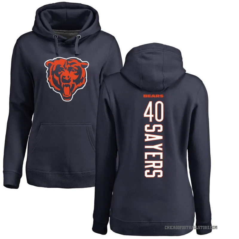 Gale Sayers Women's Navy Chicago Bears Pro Line Backer Pullover Hoodie