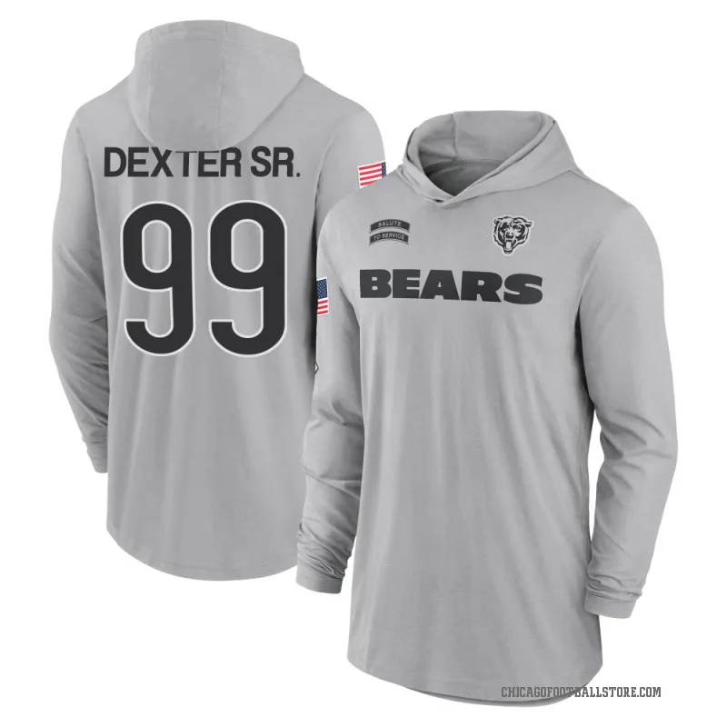 Gervon Dexter Sr. Youth Gray Chicago Bears 2024 Salute to Service Lightweight Performance Long Sleeve Hooded T-Shirt