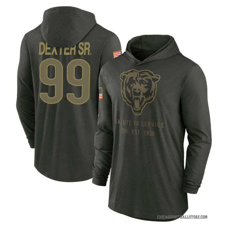 Gervon Dexter Sr. Youth Green Chicago Bears Forest/ 2025 Salute to Service Sideline Lightweight Hooded Pullover Long Sleeve T-Sh
