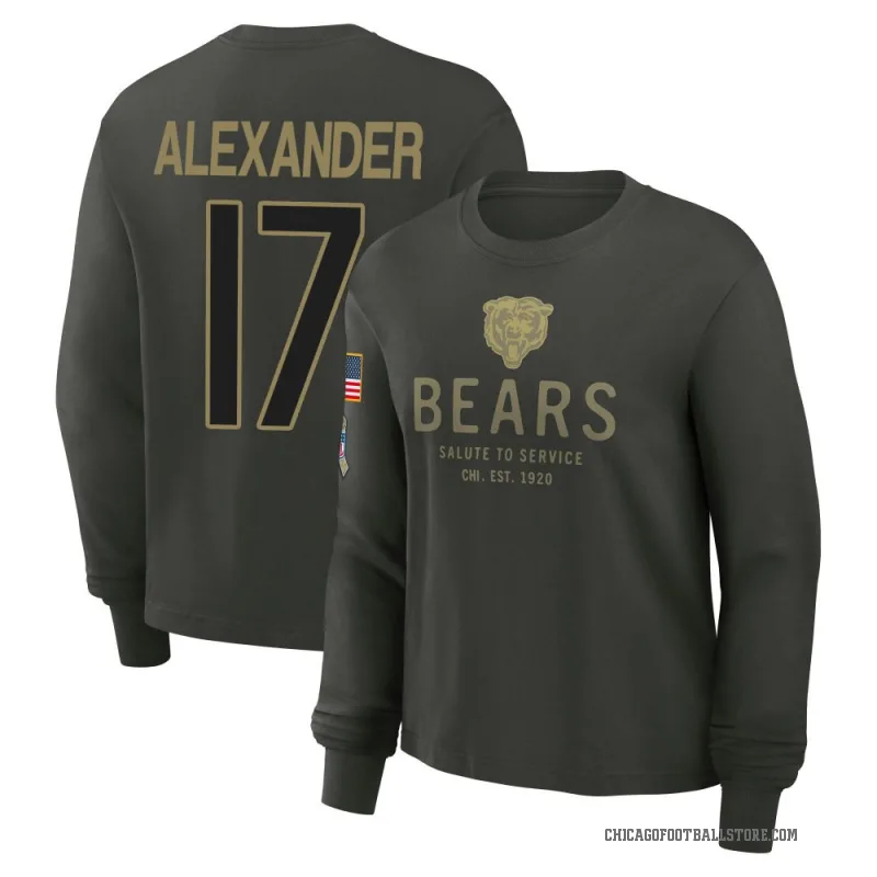 Jon Alexander Women's Green Chicago Bears Dark/ 2025 Salute to Service Sideline Long Sleeve T-Shirt
