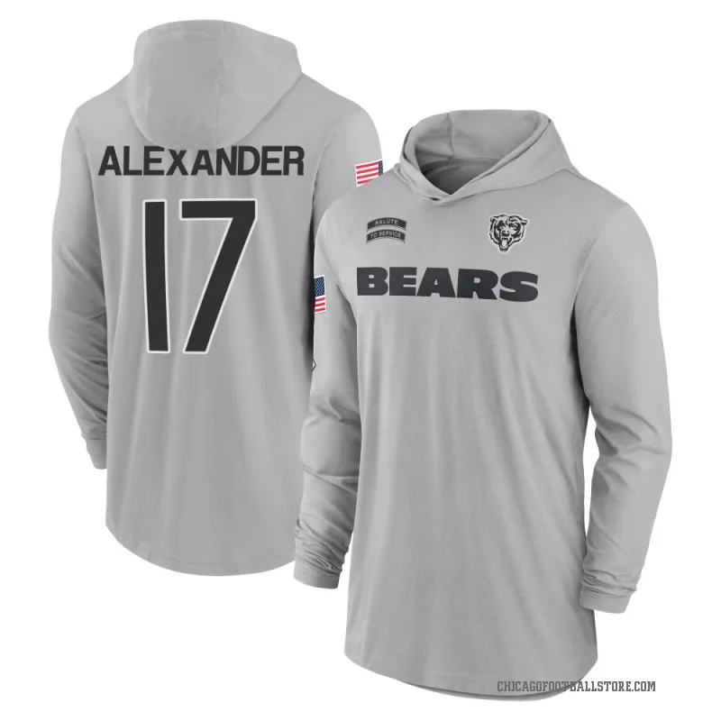 Jon Alexander Youth Gray Chicago Bears 2024 Salute to Service Lightweight Performance Long Sleeve Hooded T-Shirt