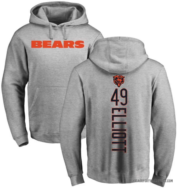 Keyshaun Elliott Men's Chicago Bears Pro Line Ash Backer Pullover Hoodie