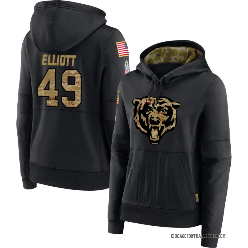 Keyshaun Elliott Women's Black Chicago Bears 2020 Salute to Service Sideline Performance Pullover Hoodie