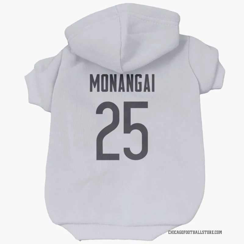 Kyle Monangai  White Chicago Bears  Cat & Dog Pet Hoodie