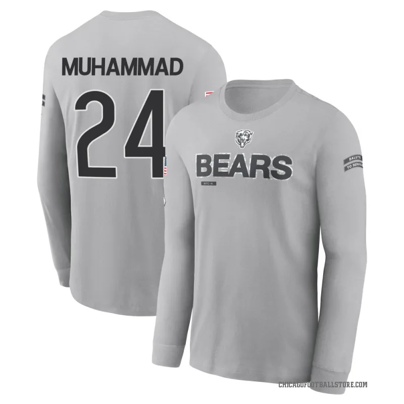 Malik Muhammad Men's Gray Chicago Bears 2024 Salute to Service Long Sleeve T-Shirt