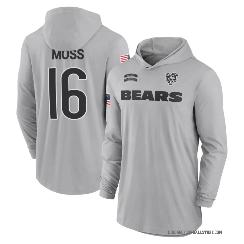 Miller Moss Men's Gray Chicago Bears 2024 Salute to Service Lightweight Performance Long Sleeve Hooded T-Shirt