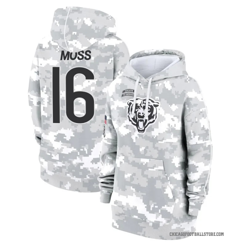 Miller Moss Women's Camo Chicago Bears Arctic 2024 Salute to Service Club Fleece Pullover Hoodie