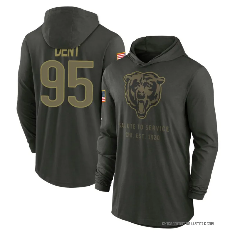 Richard Dent Men's Green Chicago Bears Forest/ 2025 Salute to Service Sideline Lightweight Hooded Pullover Long Sleeve T-Shirt