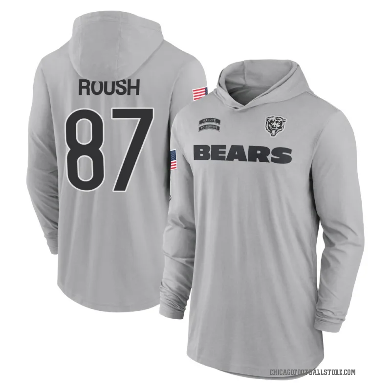 Sam Roush Youth Gray Chicago Bears 2024 Salute to Service Lightweight Performance Long Sleeve Hooded T-Shirt
