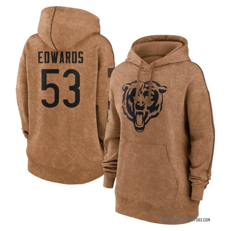 T.J. Edwards Women's Brown Chicago Bears 2023 Salute To Service Pullover Hoodie