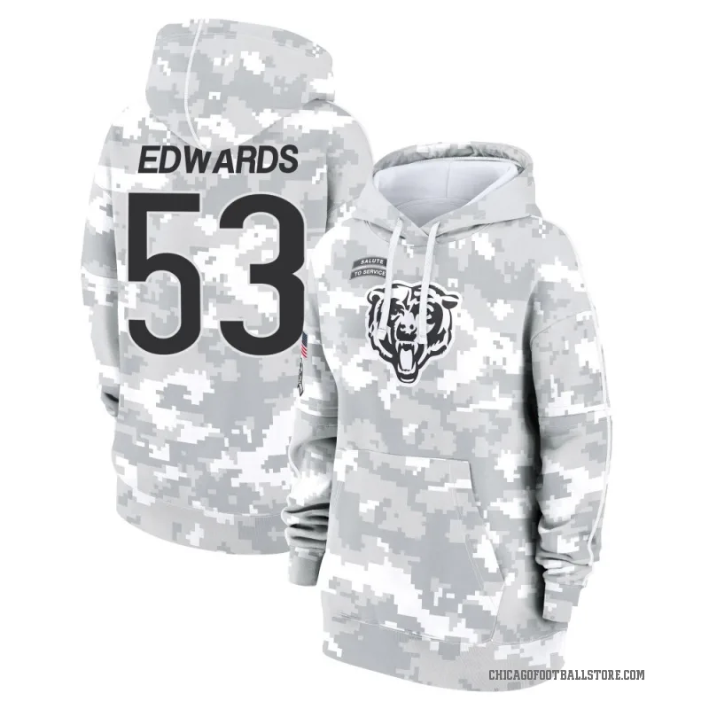 T.J. Edwards Women's Camo Chicago Bears Arctic 2024 Salute to Service Club Fleece Pullover Hoodie