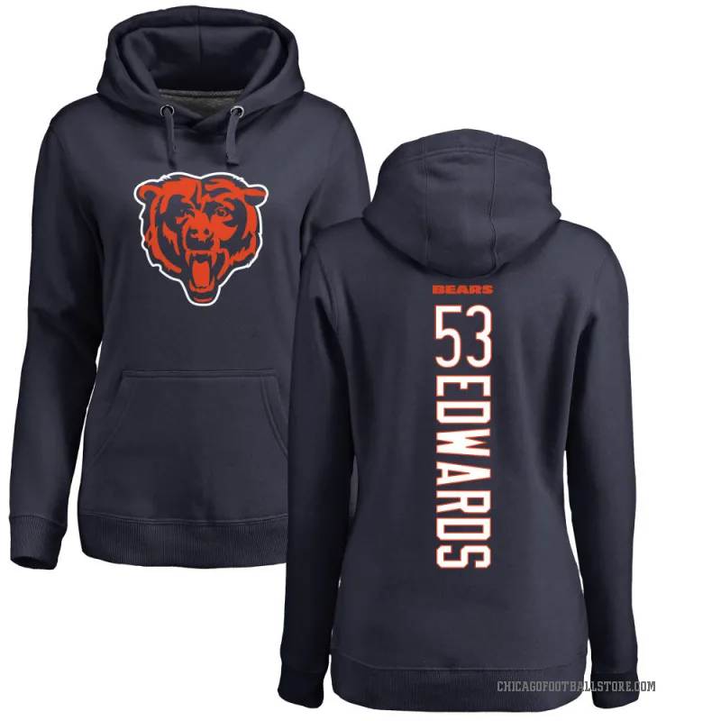 T.J. Edwards Women's Navy Chicago Bears Pro Line Backer Pullover Hoodie
