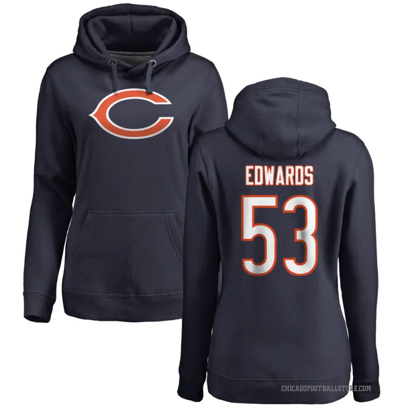 T.J. Edwards Women's Navy Chicago Bears Pro Line Logo Pullover Hoodie