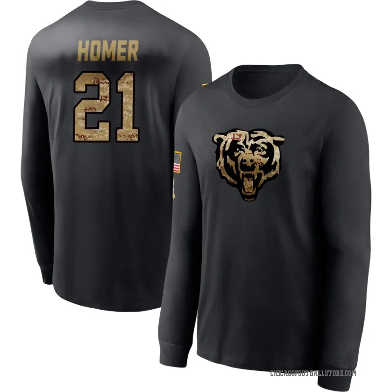 Travis Homer Men's Black Chicago Bears 2020 Salute To Service Sideline Performance Long Sleeve T-Shirt