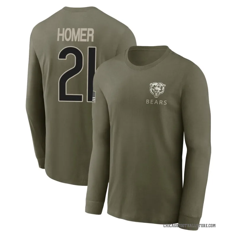 Travis Homer Men's Olive Chicago Bears 2025 Salute to Service Sideline Long Sleeve T-Shirt