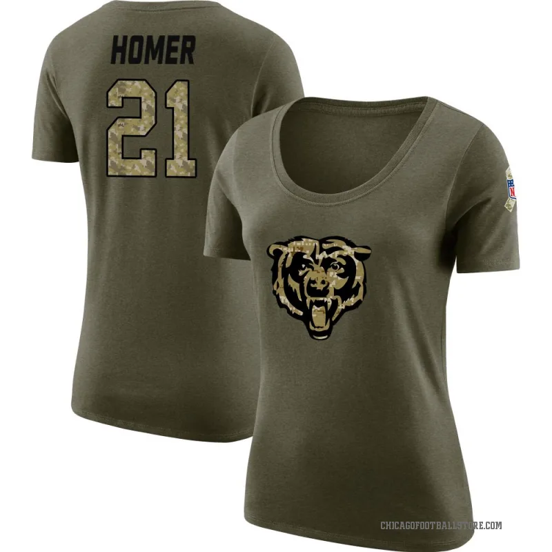 Travis Homer Women's Olive Chicago Bears Salute to Service Scoop Neck T-Shirt