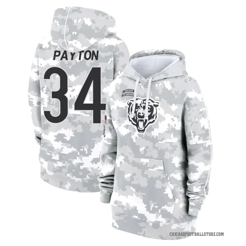 Walter Payton Women's Camo Chicago Bears Arctic 2024 Salute to Service Club Fleece Pullover Hoodie