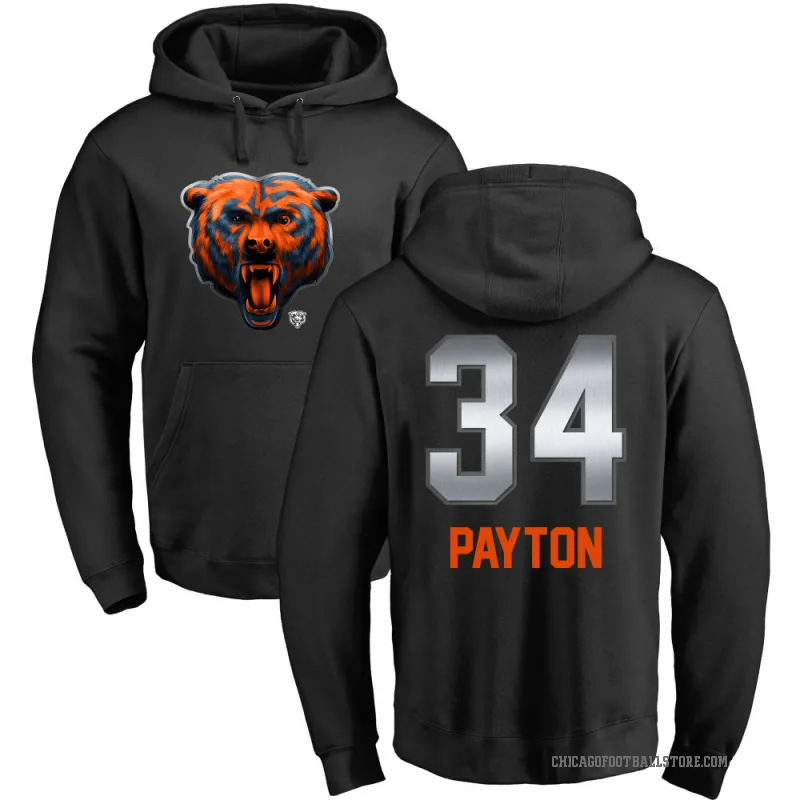 Walter Payton Youth Black Chicago Bears Midnight Mascot Pullover Hoodie