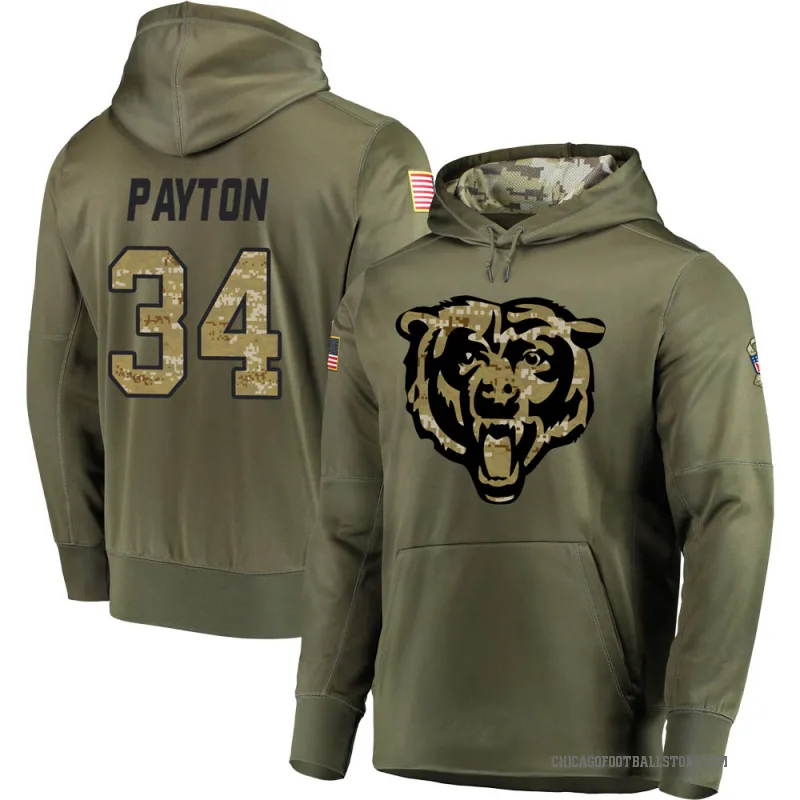 Walter Payton Youth Olive Chicago Bears Salute to Service Pullover Hoodie